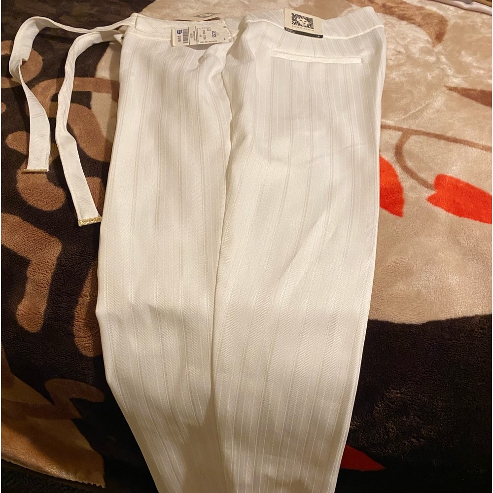 White and Gold PinStripe Slacks for Women